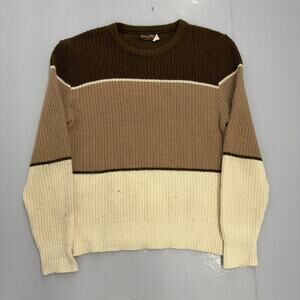 Vintage 70s Bottany 500 Brown Striped Acrylic Sweater